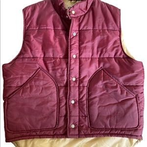 VINTAGE MEN’S CAMPUS RUGGED COUNTRY RED BLUE SNAP FILLED VEST SZ L